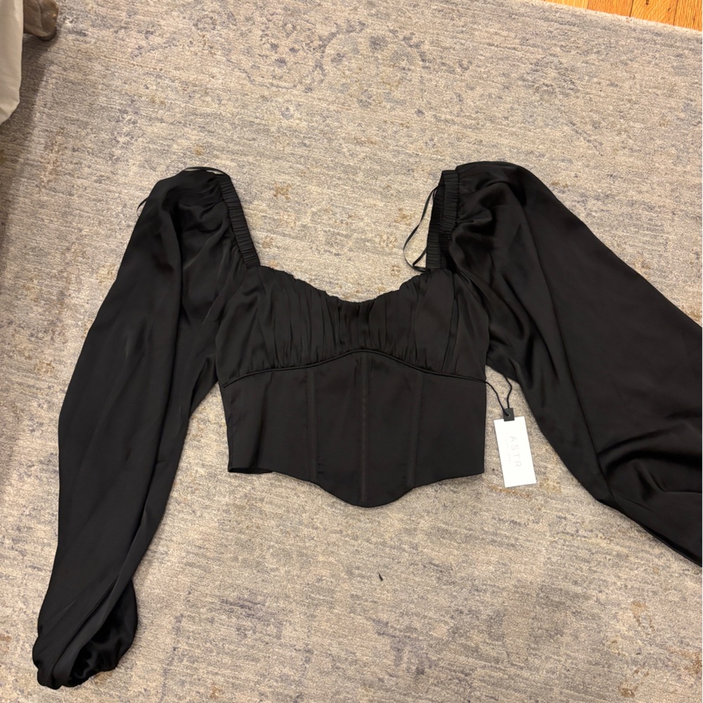 ASTR Black Satin Blouse